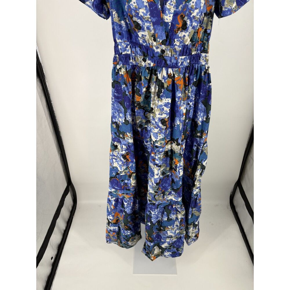 NWT Anthropologie Blue Abstract Boho Floral Maxi Dress - Picture 4 of 6